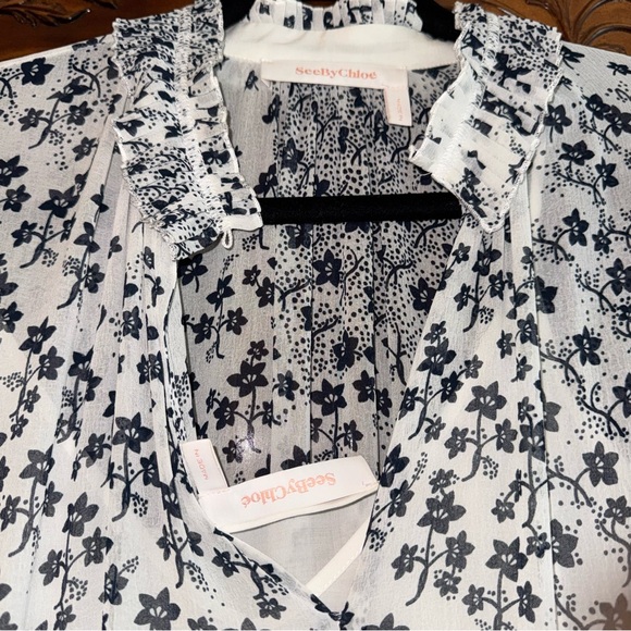 See By Chloe sheer tiered Floral Midi Dress - Picture 7 of 11